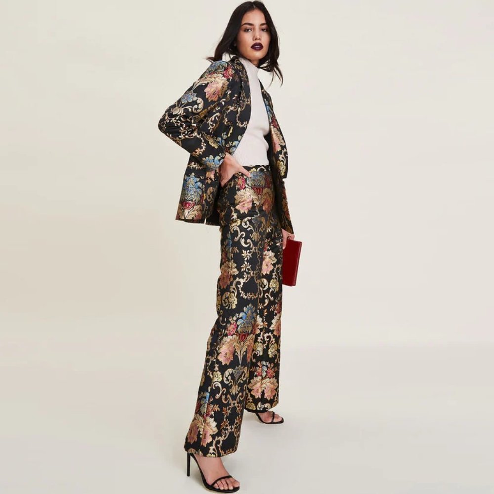 NWT- LPA THE LABEL WIDE LEG JACQUARD PANT